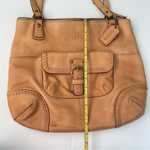 Coach Poppy Whipstitch shoulder bag tan leather with pink lining - Picture 12 of 12